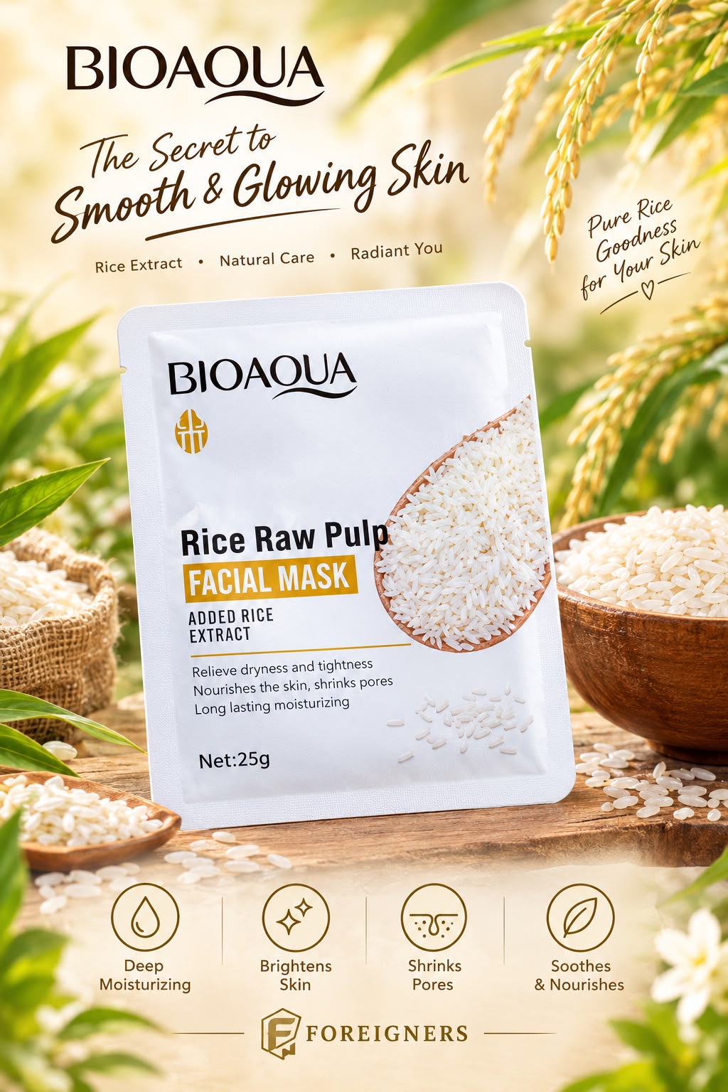 BIOAQUA Rice Raw Pulp Sheet Mask 25g